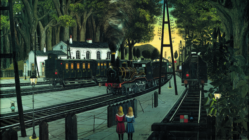 Kunstwerk 'La Gare forestiere' van Paul Delvaux