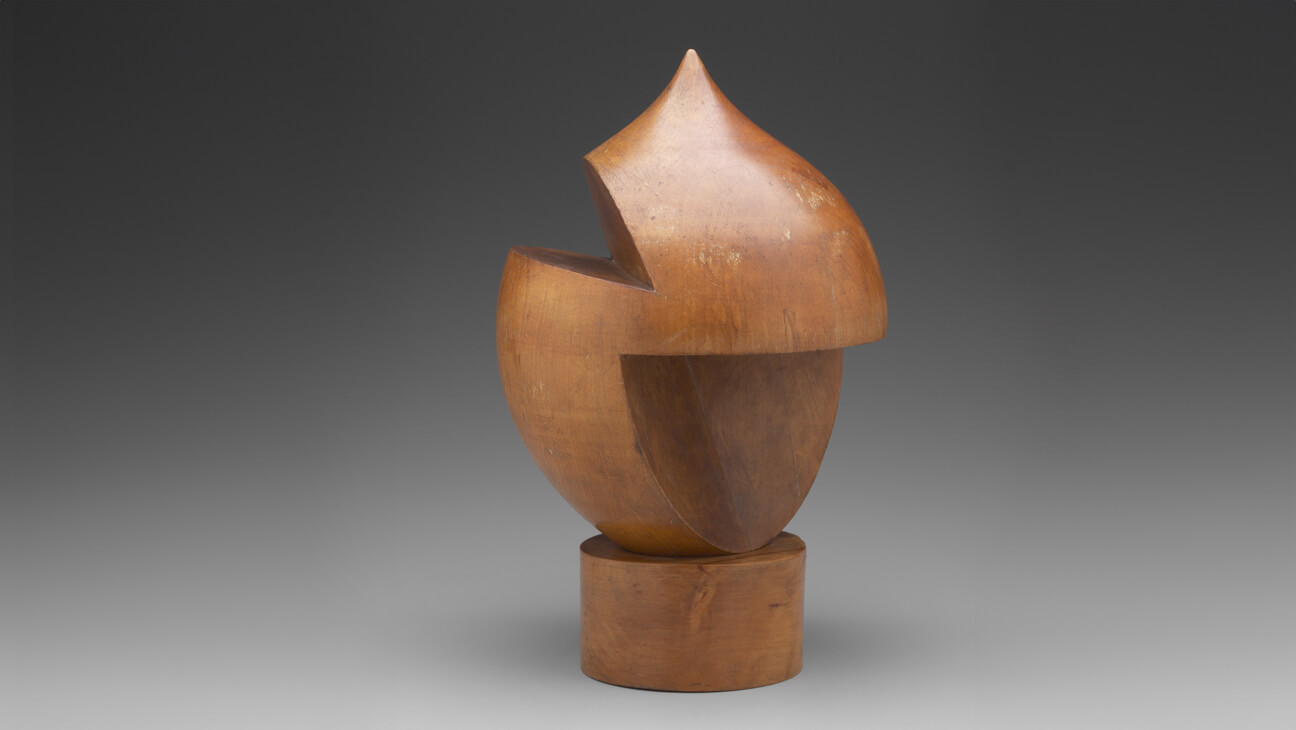 Sophie Taeuber-Arp, Hoofd, 1937, hout, hoogte: 38,9 cm, diam.: 19,7 cm. Yale University Art Gallery, Schenking van Jean Arp ter nagedachtenis aan Sophie Taeuber-Arp.