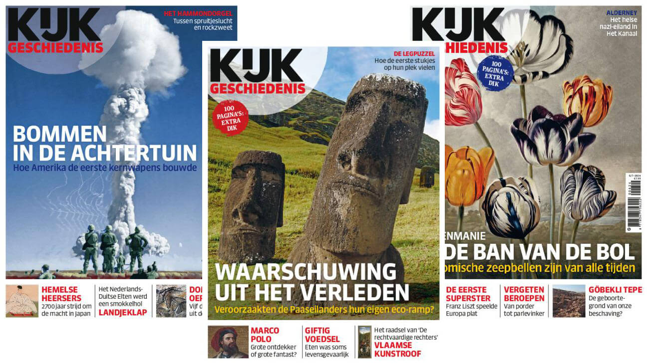 Covers van het magazine 'kijk geschiedenis'