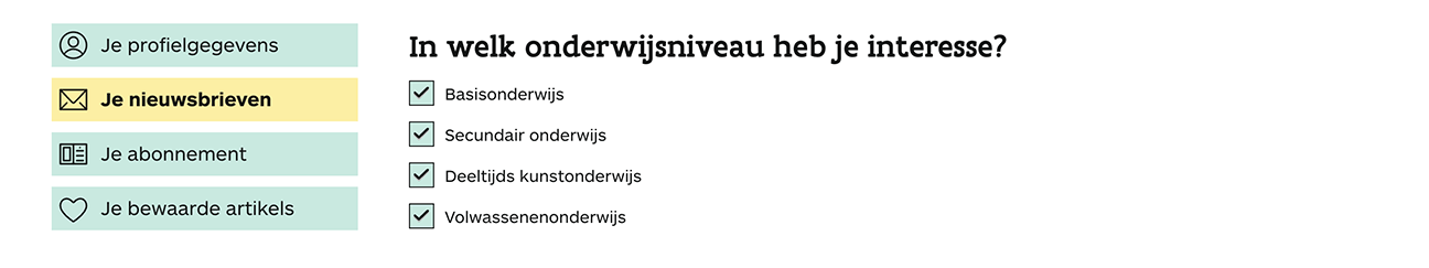 Interesse onderwijsniveau aanpassen voor de nieuwsbrieven in je Klasse profiel