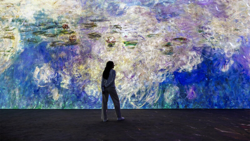 Vrouw bij groot werk van Monet